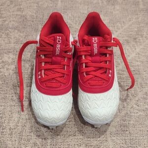 Under Armour Kids Red and White Low Top Baseball Cleats